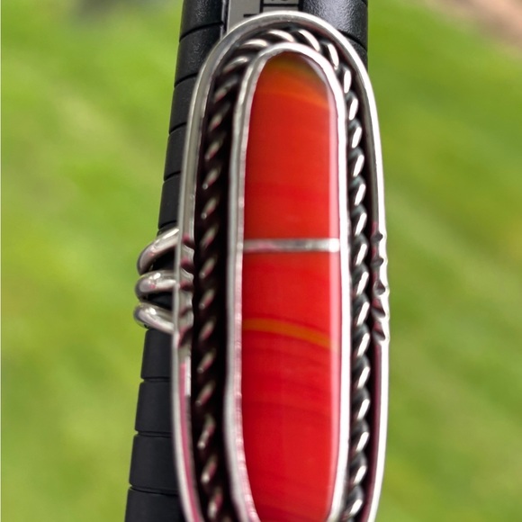 Jewelry - Sterling Silver Red Orange Inlay Statement Ring